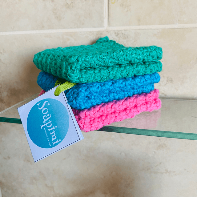 Soapimi Set of Three Cotton Crochet Washcloths